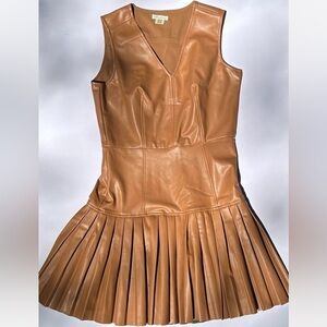 Shoshanna Tan Pleated Mini Dress
